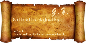 Gallovits Hajnalka névjegykártya